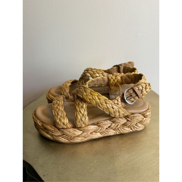 Marc Fisher Genie Espadrille Platform Sandal 6M Raffia Summer Strappy Feminine - Picture 8 of 12